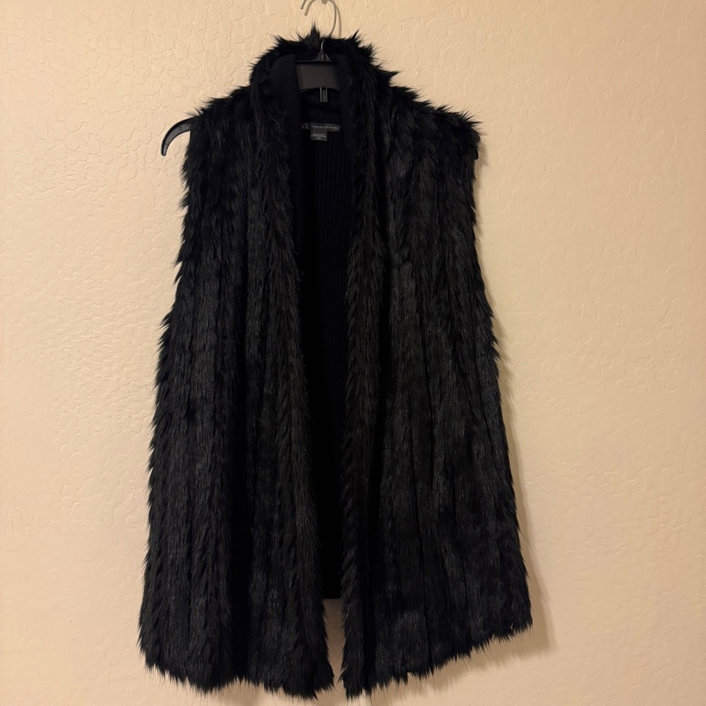 Armani Exchange Black Faux Fur Vest